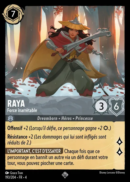 Raya - Force inarrêtable, carte Disney Lorcana CH4-193 — extension Le Retour d'Ursula