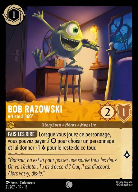Bob Razowski - Artiste à 360°, carte Disney Lorcana CH13-021 — extension Invasion Epineuse!