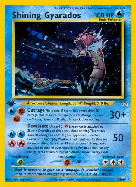 Shining Gyarados, Pokémon card NR 65 — Neo Revelation set