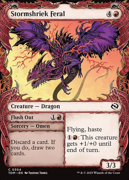 Stormshriek Feral // Flush Out, Magic card TDM 304 — Tarkir: Dragonstorm set