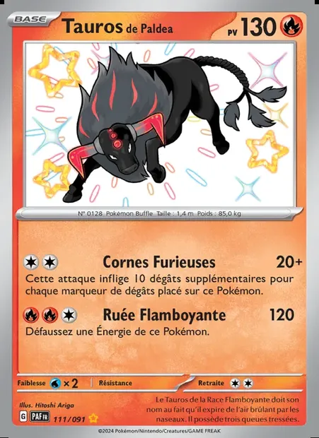 Tauros de Paldea, carte Pokémon PAF 111 — extension Destinées de Paldea