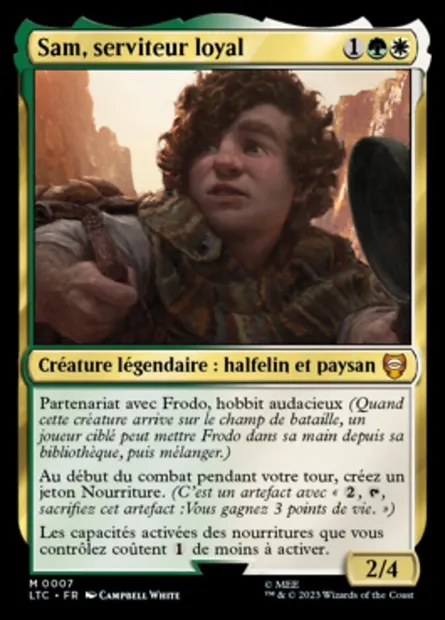 Sam, serviteur loyal, carte Magic LTC 7 — extension Tales of Middle-earth Commander