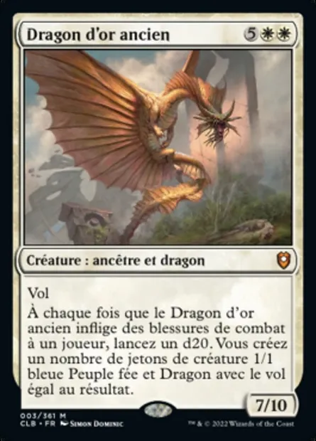 Dragon d'or ancien, carte Magic CLB 3 — extension Commander Légendes : la bataille de la Porte de Baldur