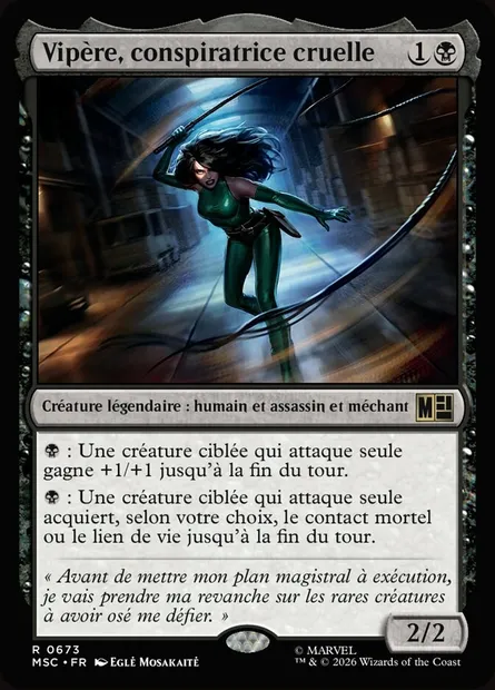Viper, conspiratrice cruelle, carte Magic MSC 673 — extension Marvel Super Heroes Commander