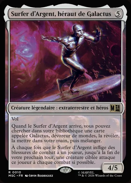 Surfer d'Argent, héraut de Galactus, carte Magic MSC 10 — extension Marvel Super Heroes Commander