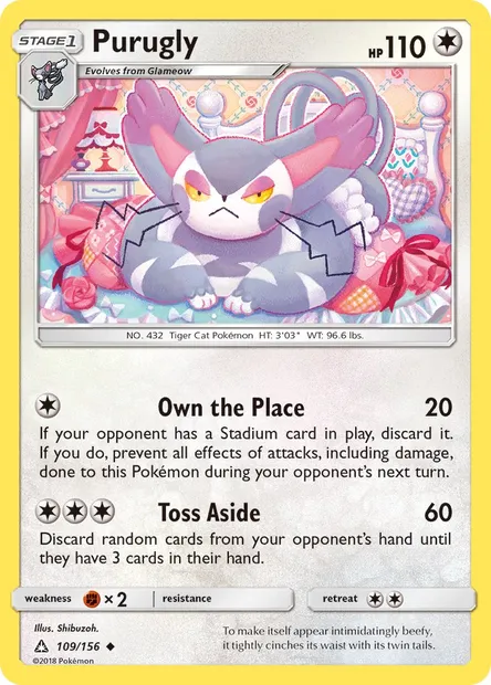 Purugly, Pokémon card UPR 109 — Ultra Prism set