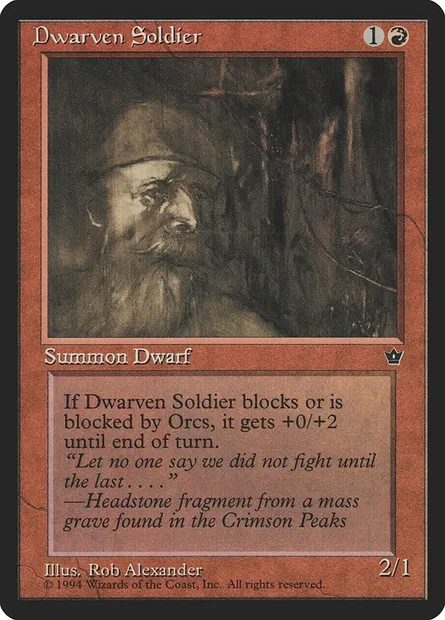 Dwarven Soldier, Magic card FEM 53a — Fallen Empires set