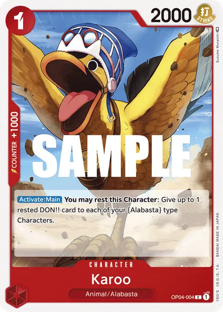 Karoo, One Piece card OP04-004 — KINGDOMS OF INTRIGUE set