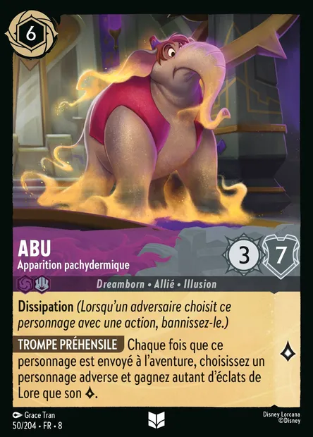 Abu - Apparition pachydermique, carte Disney Lorcana CH8-050 — extension Le Règne de Jafar