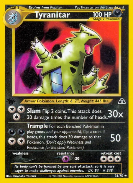 Tyranitar, Pokémon card ND 31 — Neo Discovery set