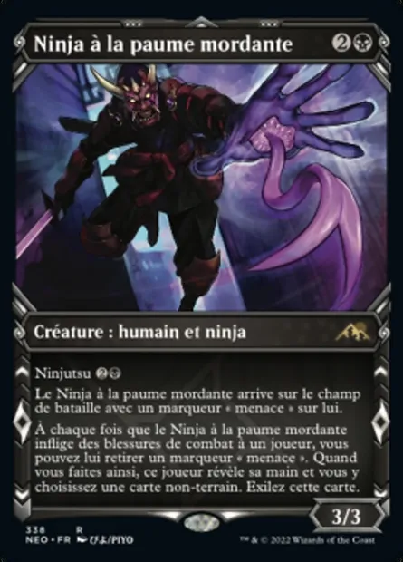 Ninja à la paume mordante, carte Magic NEO 338 — extension Kamigawa: La Dynastie Néon