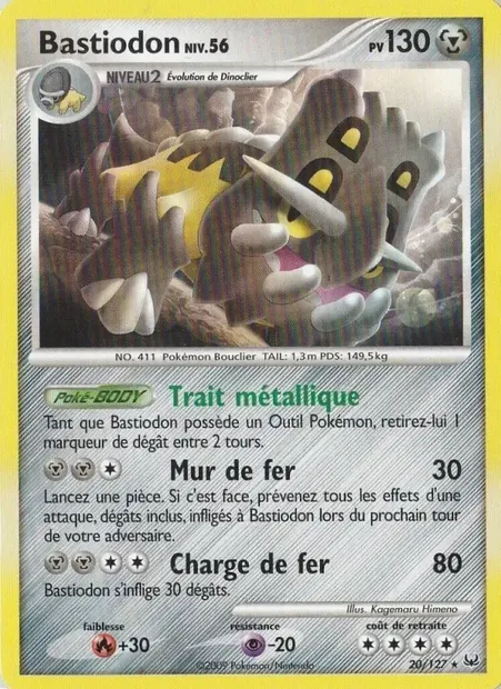 Bastiodon, carte Pokémon PL 20 — extension Platine