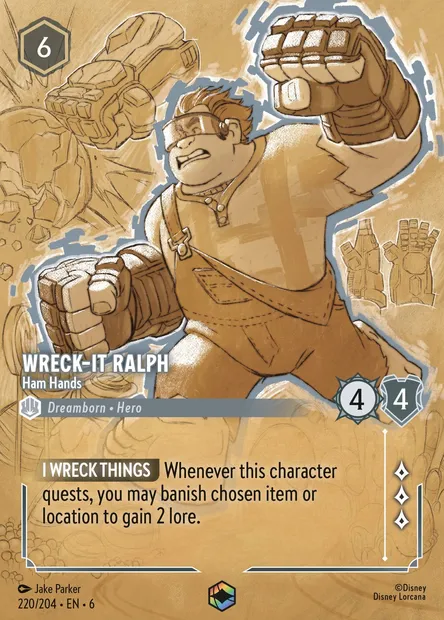 Wreck-It Ralph - Ham Hands, Disney Lorcana card CH6-220 — Azurite Sea set