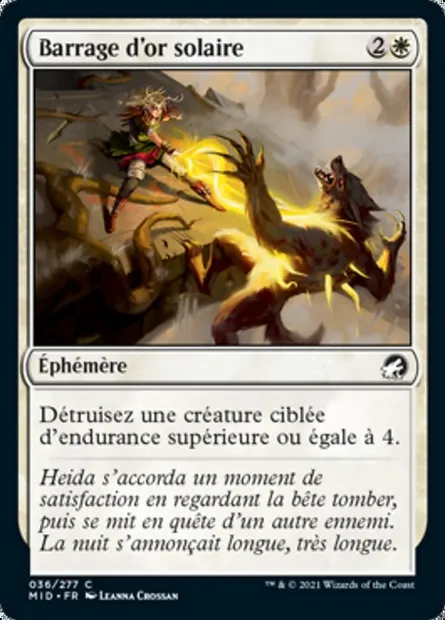Barrage d'or solaire, carte Magic MID 36 — extension Innistrad : chasse de minuit