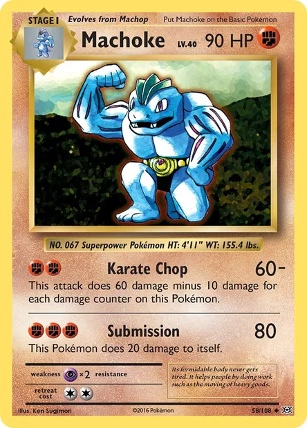Machoke, Pokémon card EVO 58 — Evolutions set