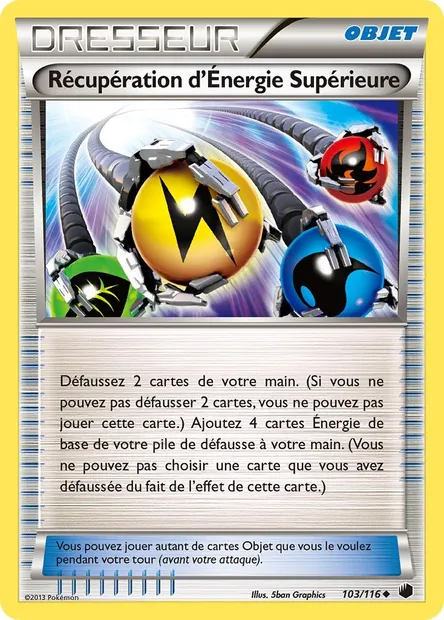 Récupération d’Énergie Supérieure, carte Pokémon PLF 103 — extension Glaciation Plasma