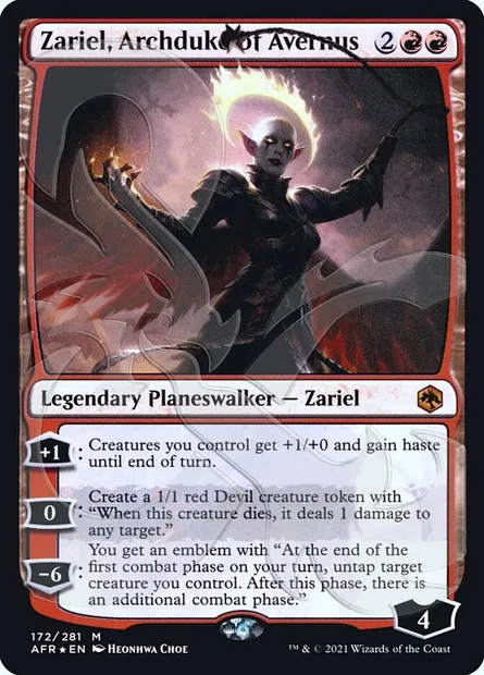 Zariel, archiduchesse d'Averne, carte Magic PAFR 172a — extension Adventures in the Forgotten Realms Promos