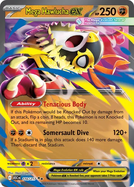 Mega Hawlucha ex, Pokémon card ASC 116 — Ascended Heroes set
