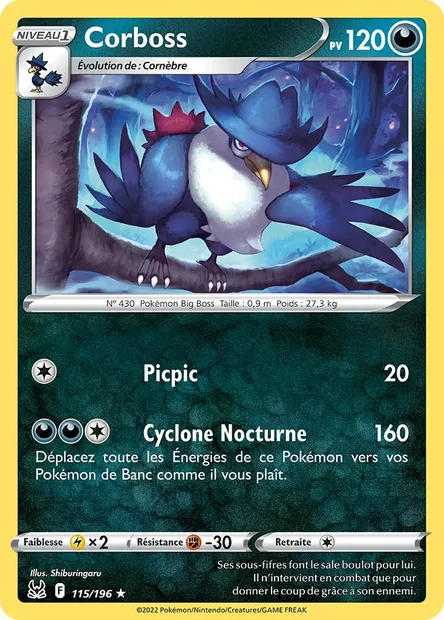 Corboss, carte Pokémon LOR 115 — extension Origine Perdue