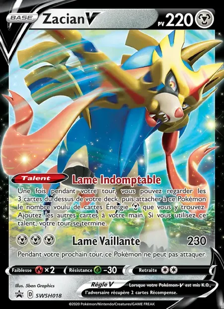 Zacian V, carte Pokémon SWSH 018 — extension Promo SWSH