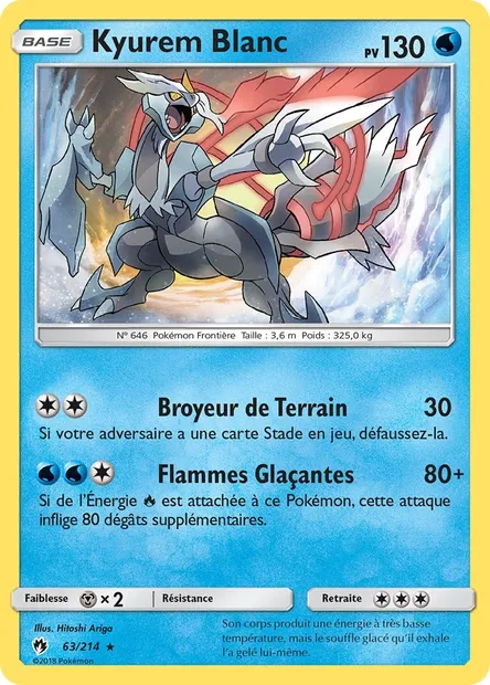 Kyurem Blanc, carte Pokémon LOT 63 — extension Tonnerre Perdu