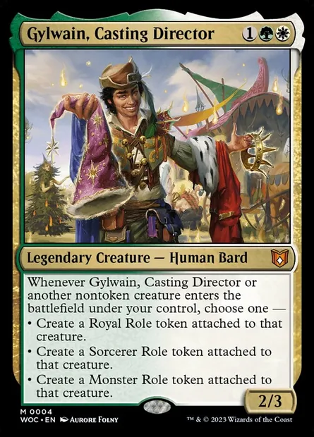Gylwain, Casting Director, Magic card WOC 4 — Wilds of Eldraine Commander set