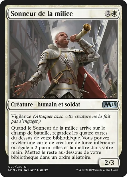 Sonneur de la milice, carte Magic M19 29 — extension Core Set 2019