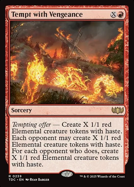 Tempt with Vengeance, Magic card TDC 239 — Tarkir: Dragonstorm Commander set