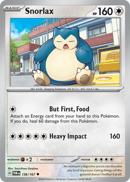 Snorlax, Pokémon card TWM 136 — Twilight Masquerade set