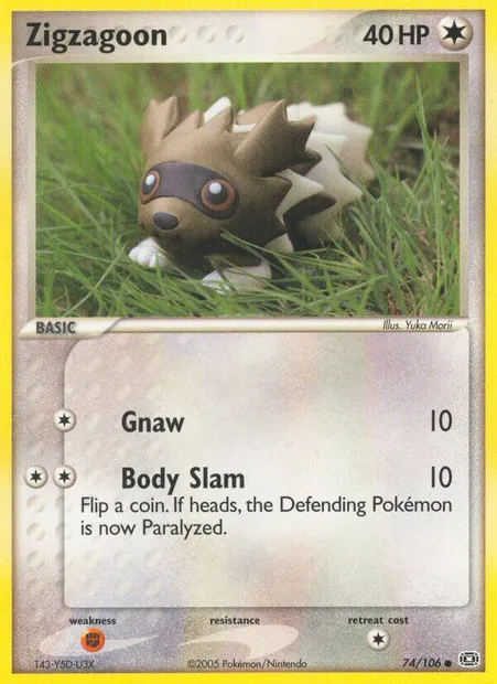 Zigzagoon, Pokémon card EM 74 — Emerald set