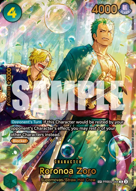 Roronoa Zoro, One Piece card PRB02-006 — ONE PIECE CARD THE BEST vol.2 set