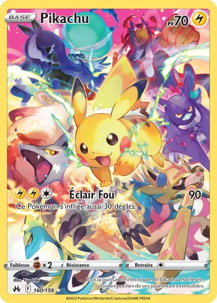 Pikachu, carte Pokémon CRZ 160 — extension Zénith Suprême
