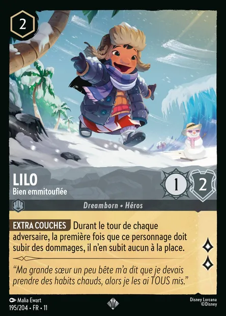 Lilo - Bien emmitouflée, carte Disney Lorcana CH11-195 — extension Givresort
