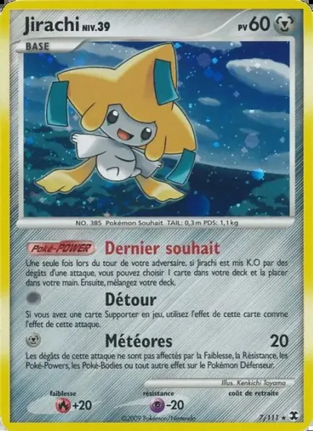 Jirachi Niv. 39, carte Pokémon RR 7 — extension Rivaux Émergeants