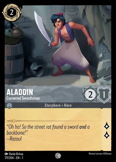 Aladdin - Cornered Swordsman, Disney Lorcana card CH1-171 — The First Chapter set