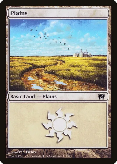 Plains, Magic card 8ED 334★ — Eighth Edition set