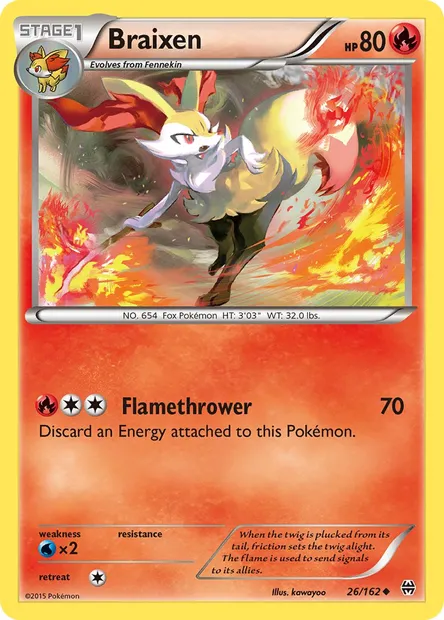 Braixen, Pokémon card BKT 26 — BREAKthrough set