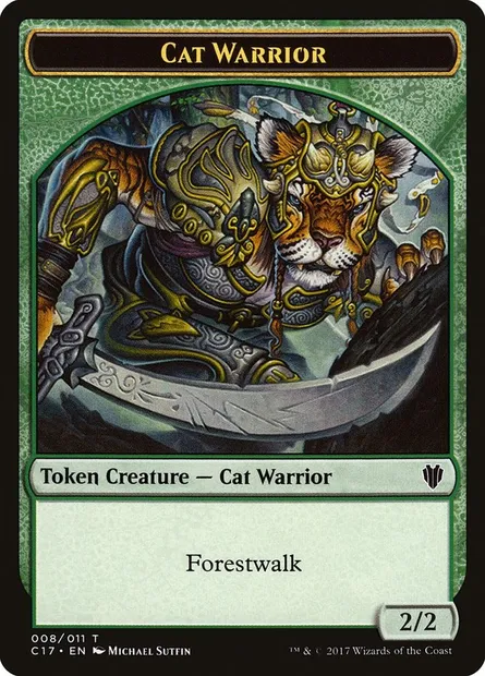 Cat Warrior, carte Magic TC17 8 — extension Commander 2017 Tokens