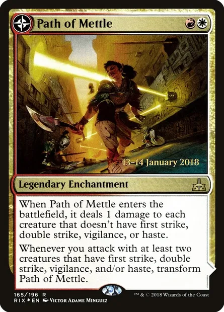 Chemin de l'ardeur // Metzali, tour de triomphe, carte Magic PRIX 165s — extension Rivals of Ixalan Promos