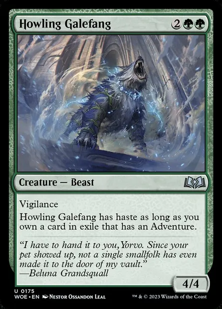 Howling Galefang, Magic card WOE 175 — Wilds of Eldraine set