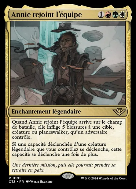 Annie rejoint l'équipe, carte Magic OTJ 191 — extension Outlaws of Thunder Junction