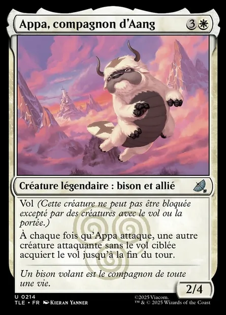 Appa, compagnon d'Aang, carte Magic TLE 214 — extension Avatar: The Last Airbender Eternal