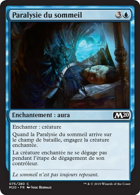 Paralysie du sommeil, carte Magic M20 75 — extension Core Set 2020