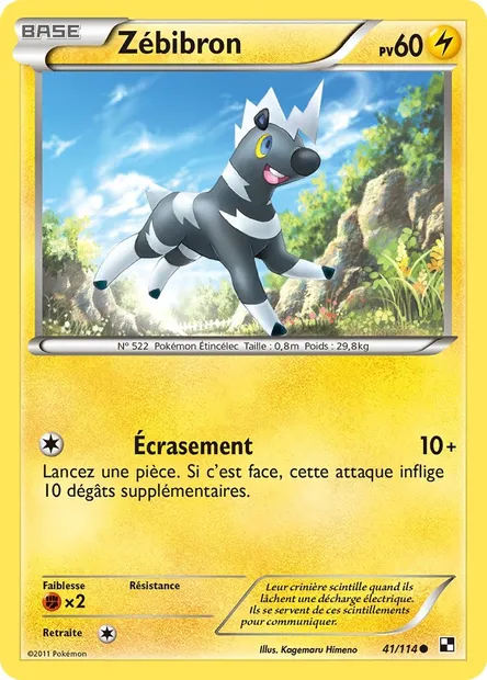 Zébibron, carte Pokémon BLW 41 — extension Noir & Blanc