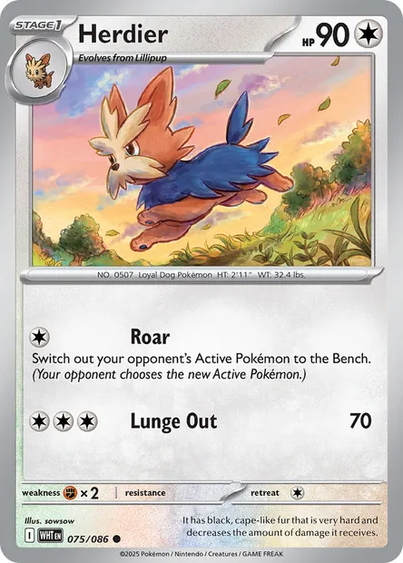 Herdier, Pokémon card WHT 075 — White Flare set
