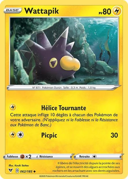 Wattapik, carte Pokémon VIV 62 — extension Voltage Éclatant