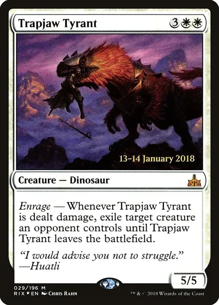 Tyran aux mâchoires-collet, carte Magic PRIX 29s — extension Rivals of Ixalan Promos