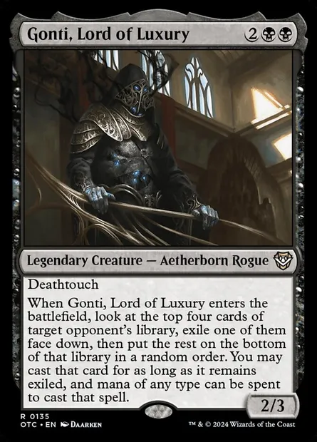 Gonti, Lord of Luxury, Magic card OTC 135 — Outlaws of Thunder Junction Commander set