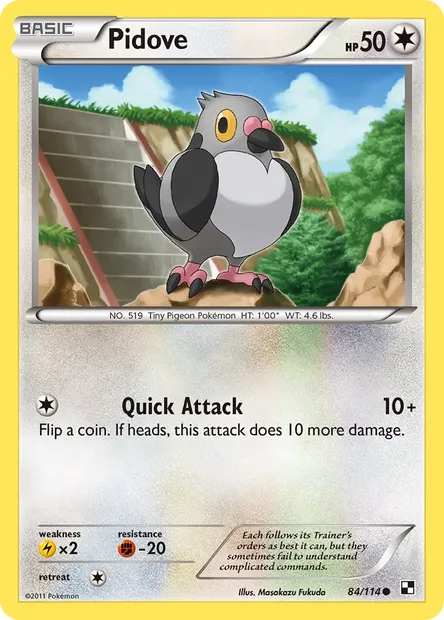 Pidove, Pokémon card BLW 84 — Black & White set