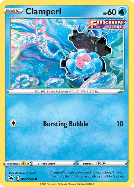 Clamperl, Pokémon card FST 65 — Fusion Strike set